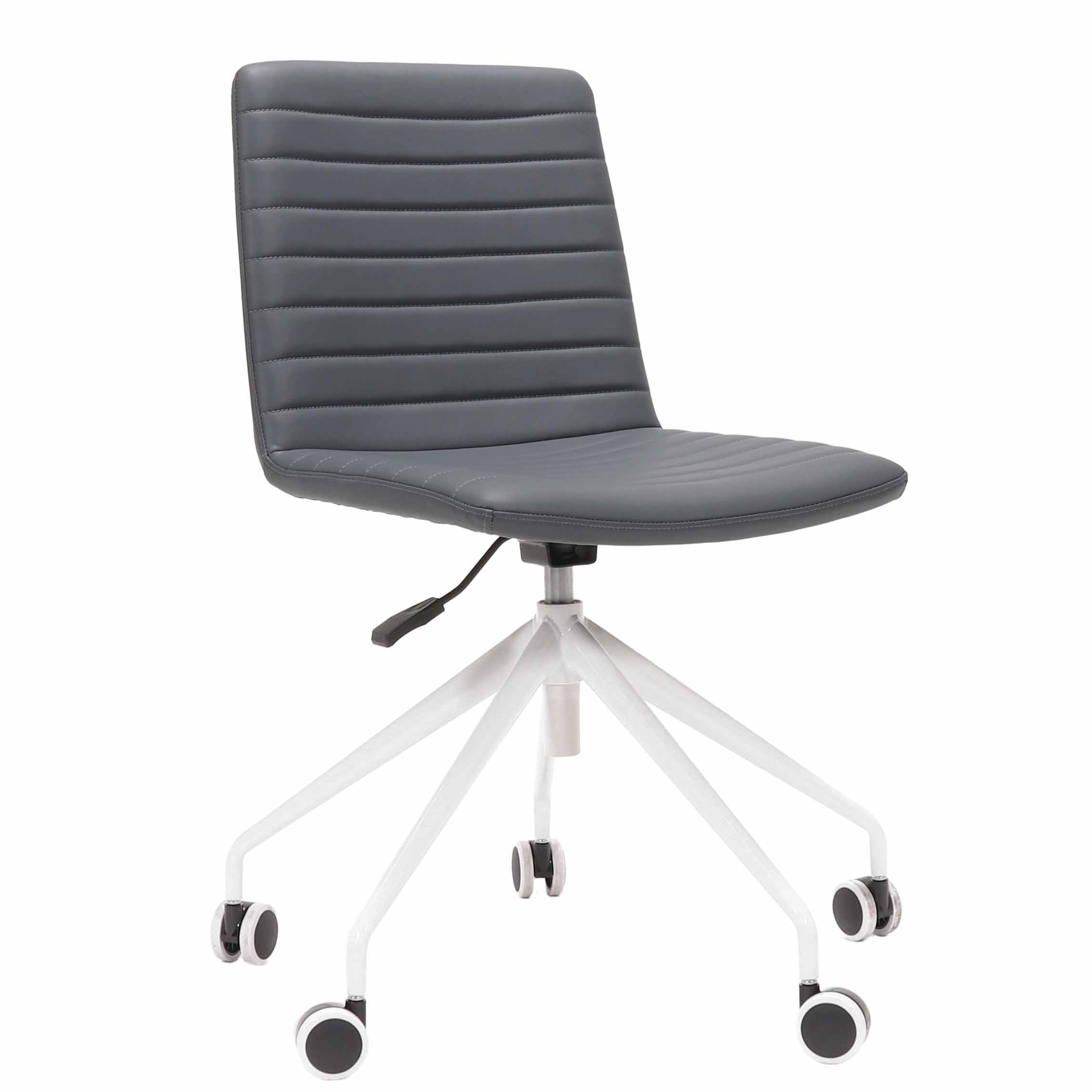 Pixel 5 Star Swivel Chair - No arms - Navy PU - White Base